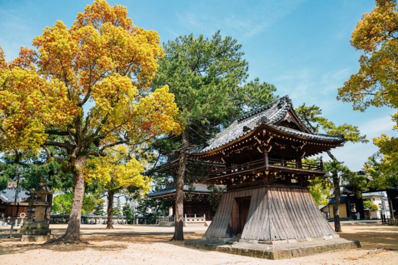 a wooden pagoda at Zentsuji Temple